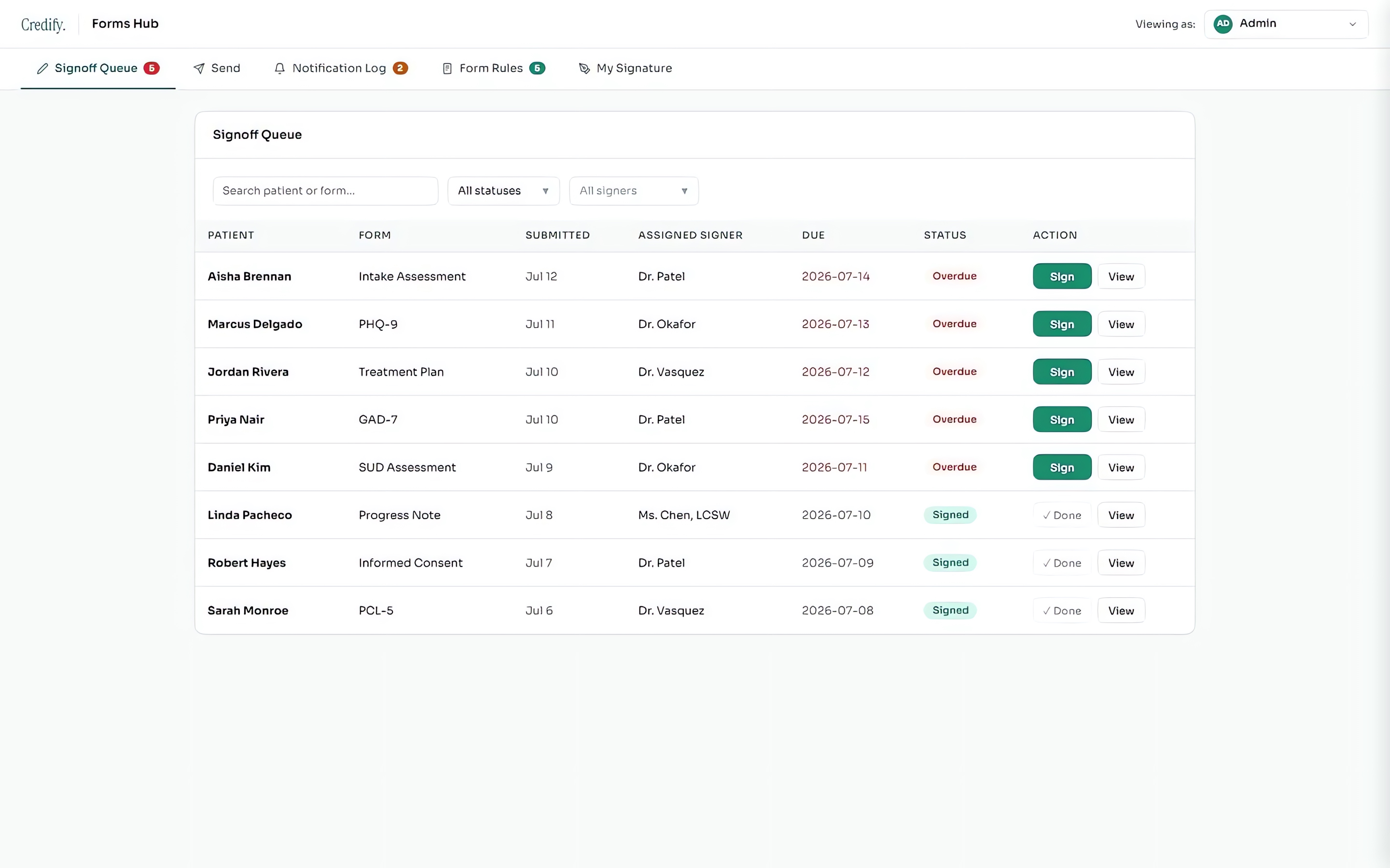 Forms Hub, shown in Keep Your EHR